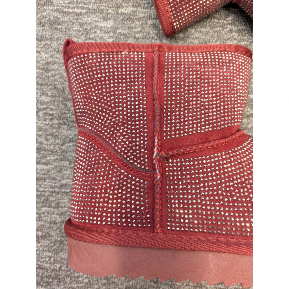 Cococci Presley Burgundy Sparkle Embellished Winter Boots‎ Women's Size 7.5